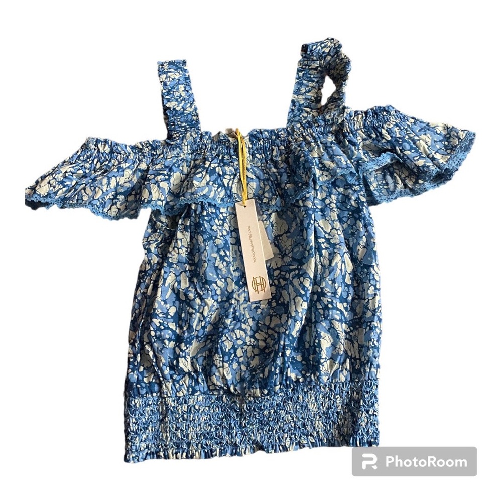 HOUSE OF HARLOW 1960 *NWT* Martine Blue Print Off Shoulder Size M